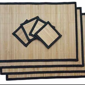 NWT Aloha Bamboo Table Mats Set - Natural and Black